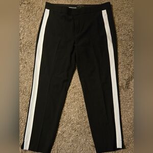 Banana Republic Avery Black White Striped Cropped Ankle Pants 8